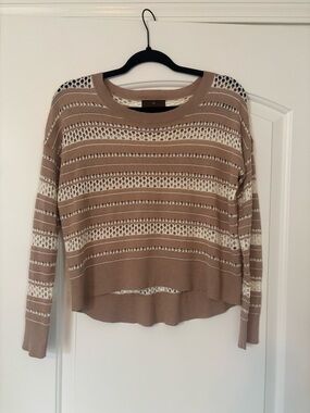 Fenn Wright Manson Beige and Cream Striped Mesh Knit Sweater